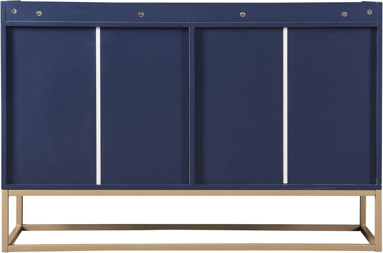 47" Sideboard, Buffet Cabinet with Storage and Rebound Device, Minimalist Accent Cabinet with Metal Legs for Living Room, Entryway, Navy