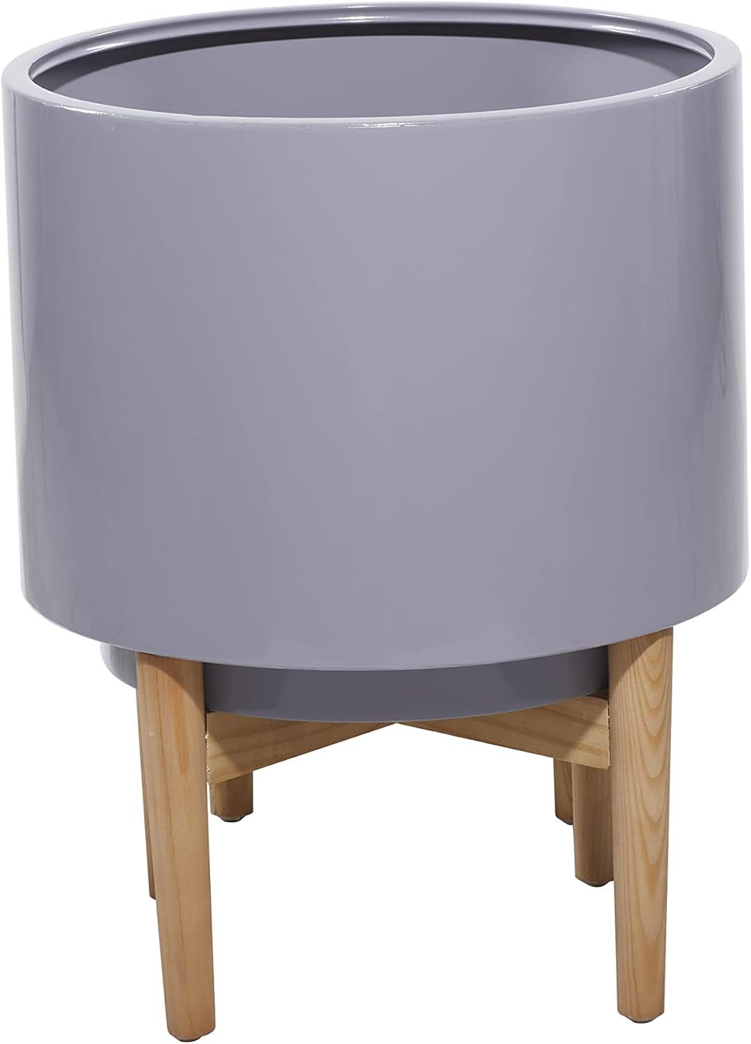 DecMode 16"W, 20"H, 14"W, 16"H Metal Contemporary Planter, Grey, 2-Piece