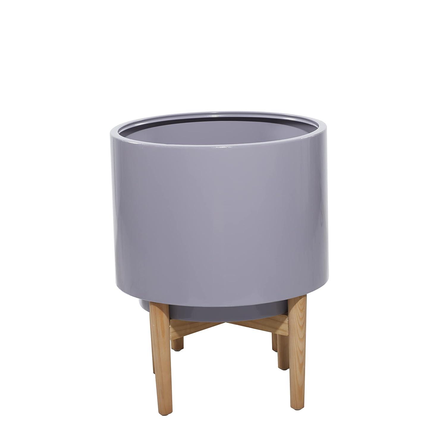 DecMode 16"W, 20"H, 14"W, 16"H Metal Contemporary Planter, Grey, 2-Piece