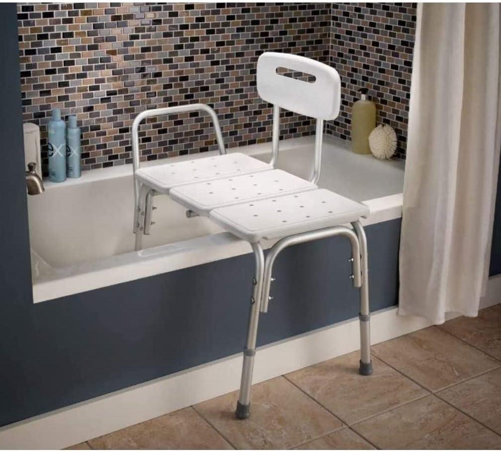 Adjustable Aluminum Transfer Bench with Backrest for Safety