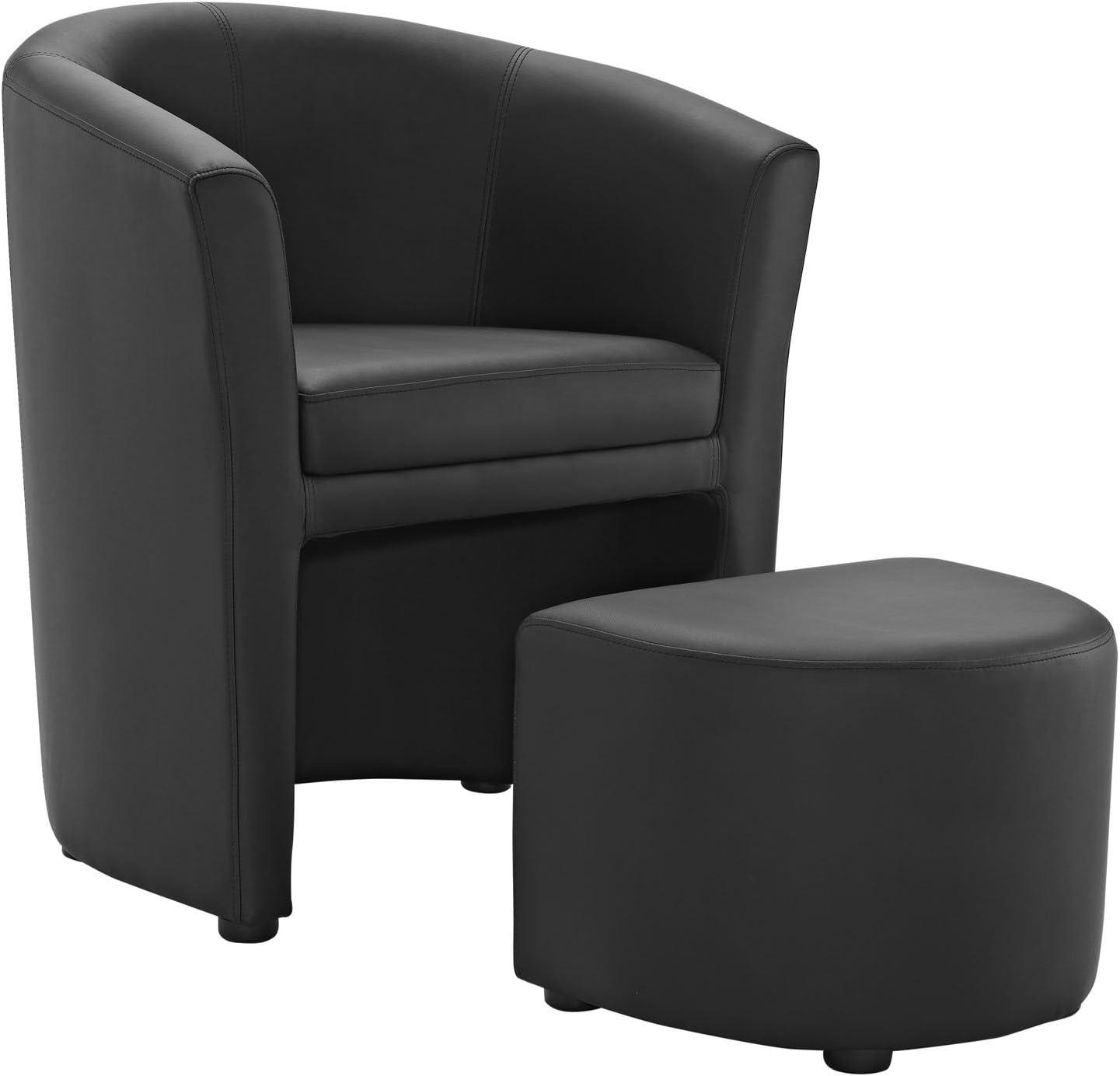 Modway Divulge Modern Leatherette Armchair and Ottoman