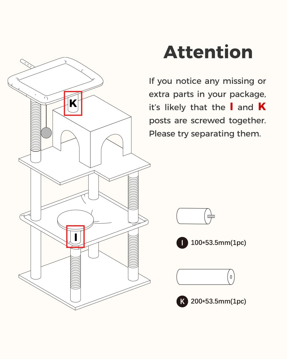 Cat Tree for Indoor Cats, 45.7" Multi-Level Cat Tower with Large Metal Frame Hammock, Cat Condo with 4 Scratching Posts and Top Perch for Small Medium Cat, Beige