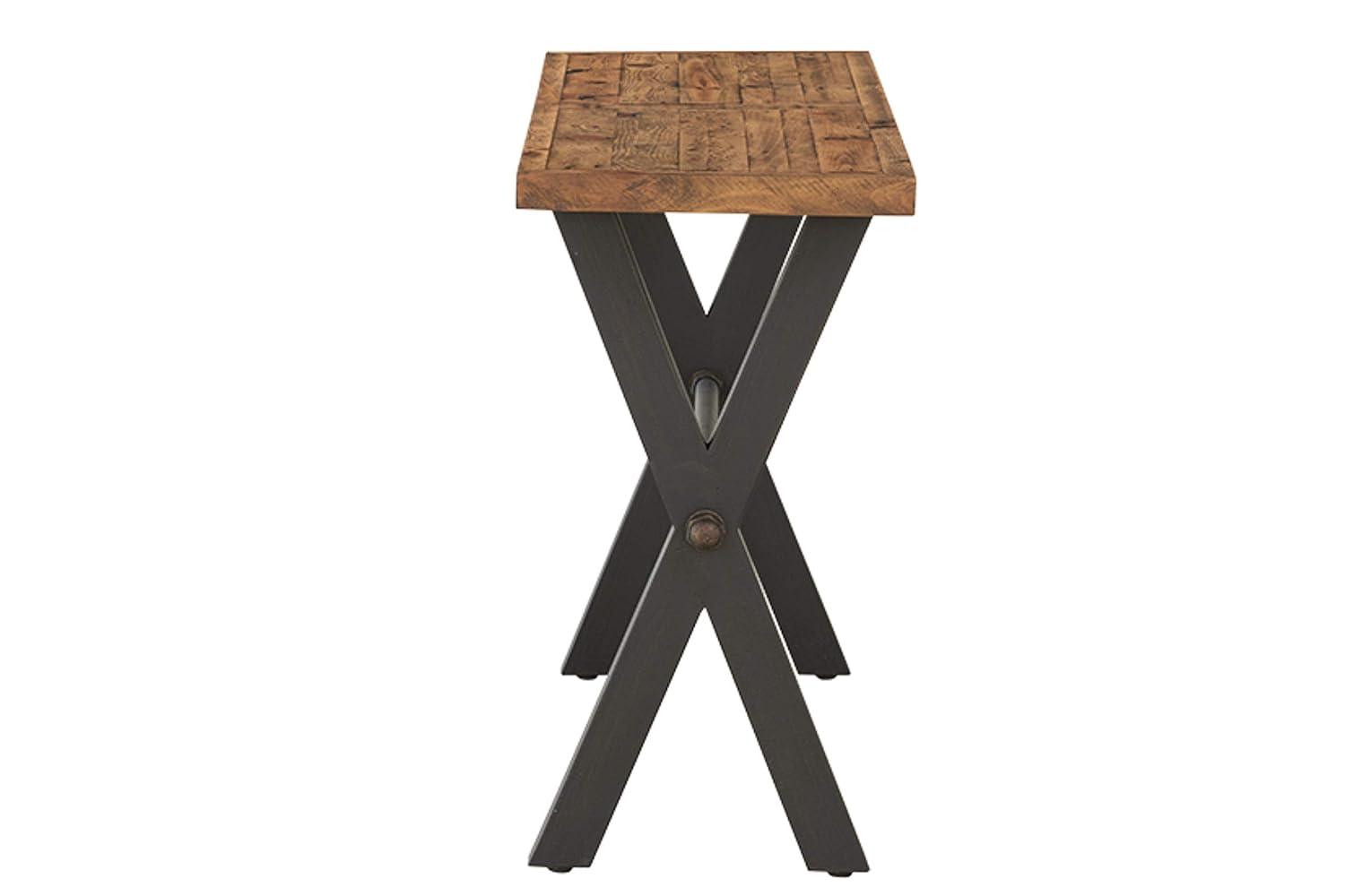 Cortesi Home Austin Console Table, Solid Reclaimed Wood with Black Wood Legs, Honey Pine