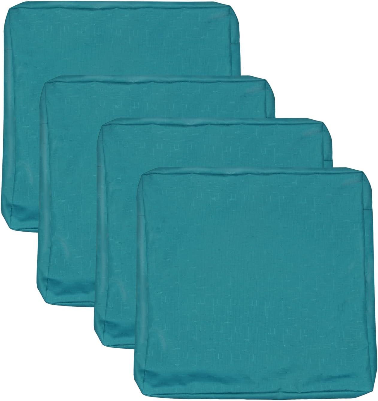 Teal Waterproof Polyester Patio Seat Cushion Covers, 24"×22"×4" (Set of 4)