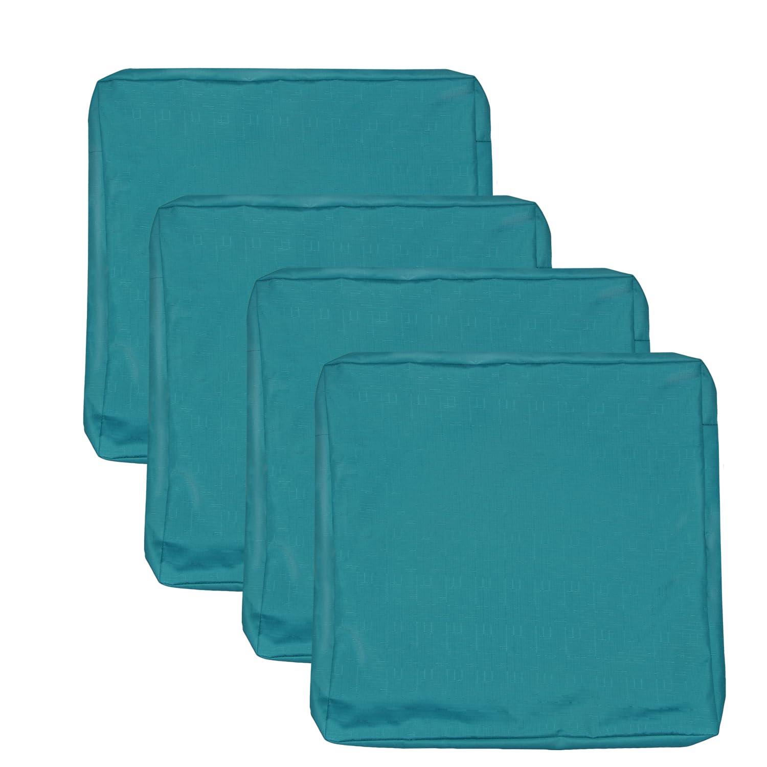 Patio Seat Cushion Covers,Washable Slip Covers Replacement,Waterproof Outdoor Furniture Chair Cushion Pillow Seat Cover for Couch,Garden,Sofa,Teal,24"×22"×4"(4 Covers Only)