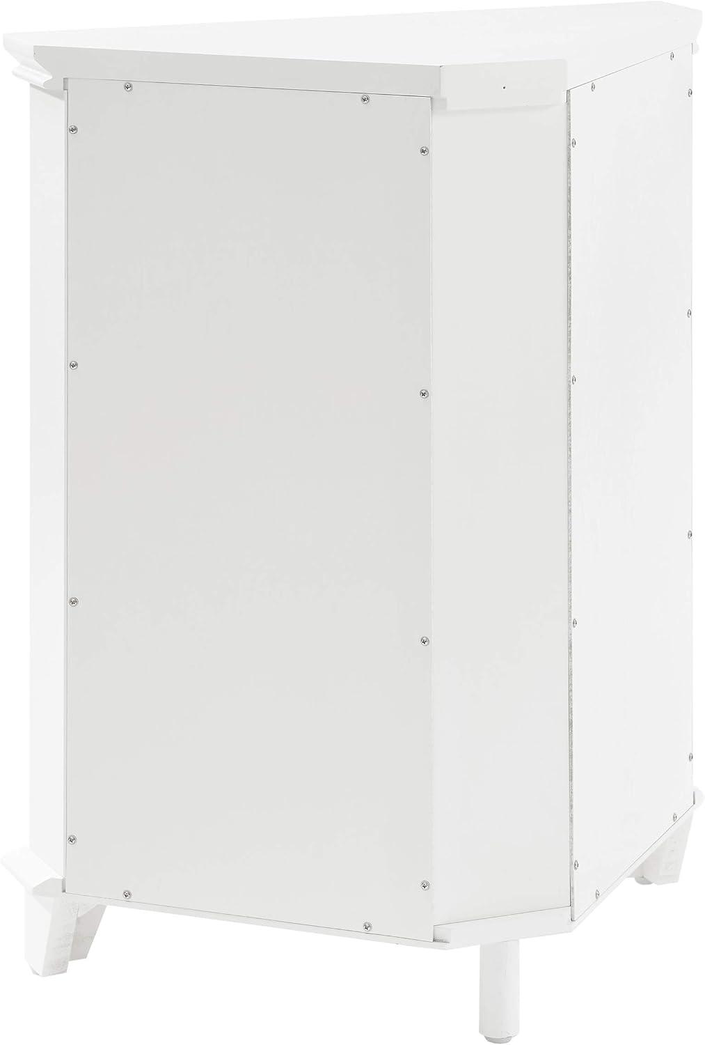 White Wooden Corner Bathroom Cabinet with Adjustable Shelves