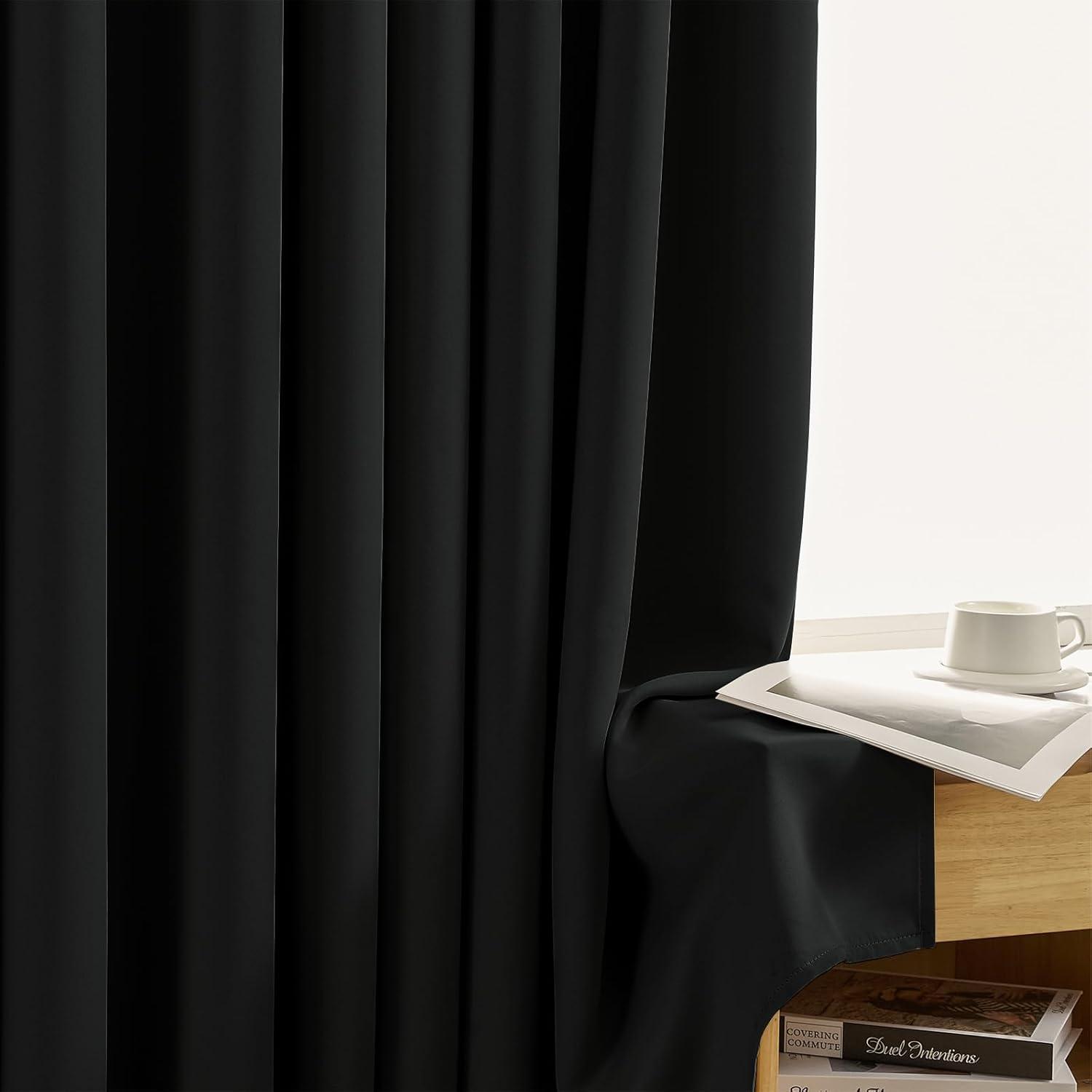 Black 84-Inch Room Darkening Grommet Top Curtains