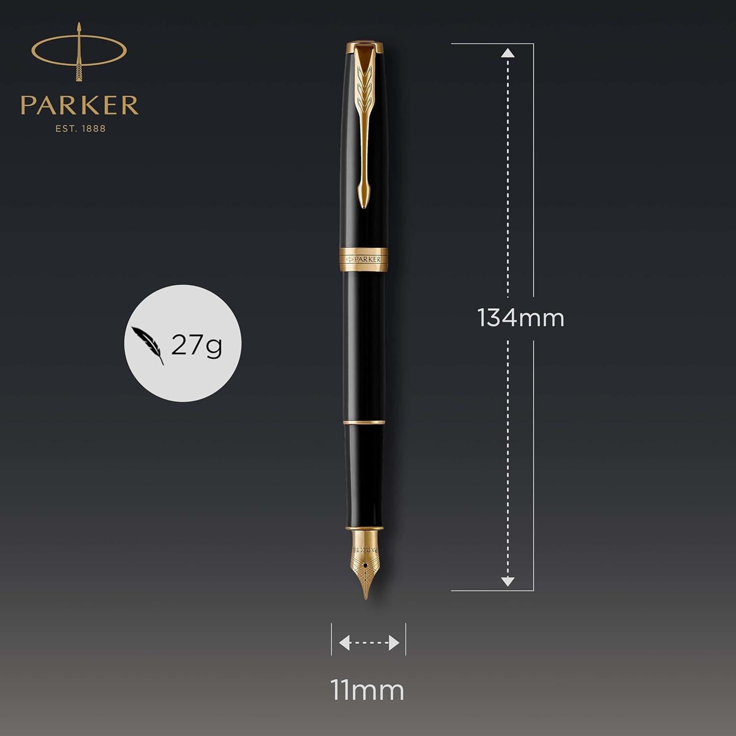 Parker Sonnet Black Lacquer GT Fountain Pen - Medium