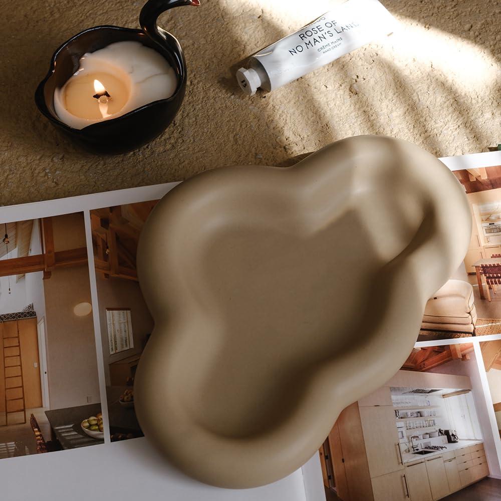 Cream Ceramic Cloud Shaped Jewelry and Trinket Dish