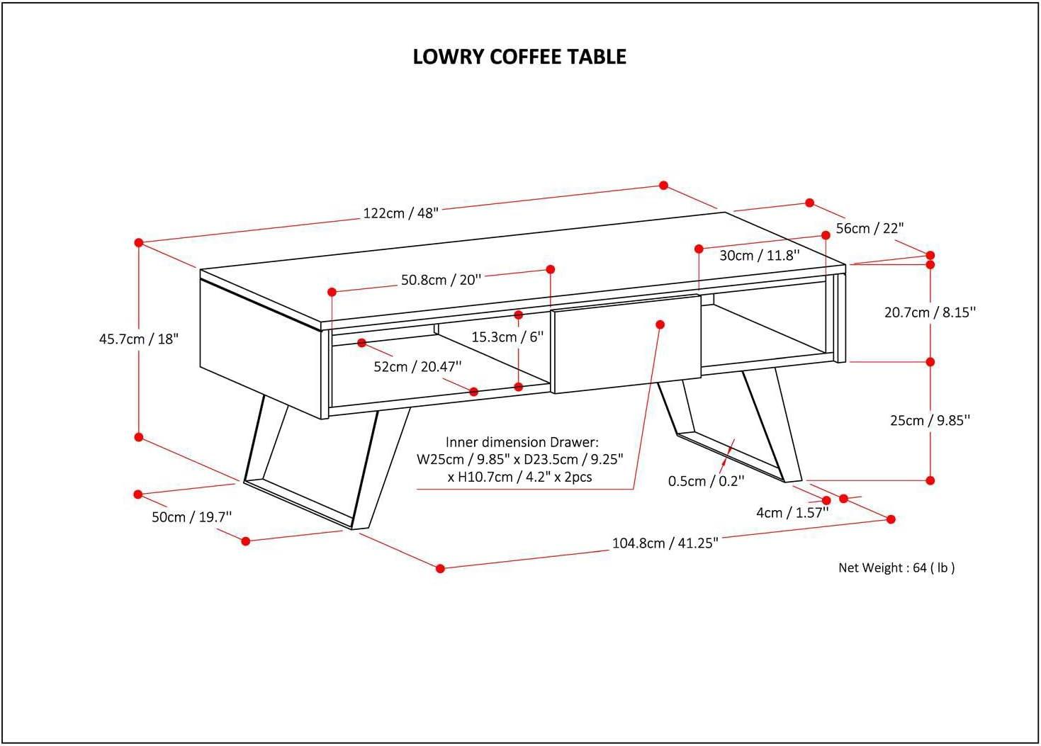 Simpli Home Lowry Storage Coffee Table in Distressed Charcoal Brown