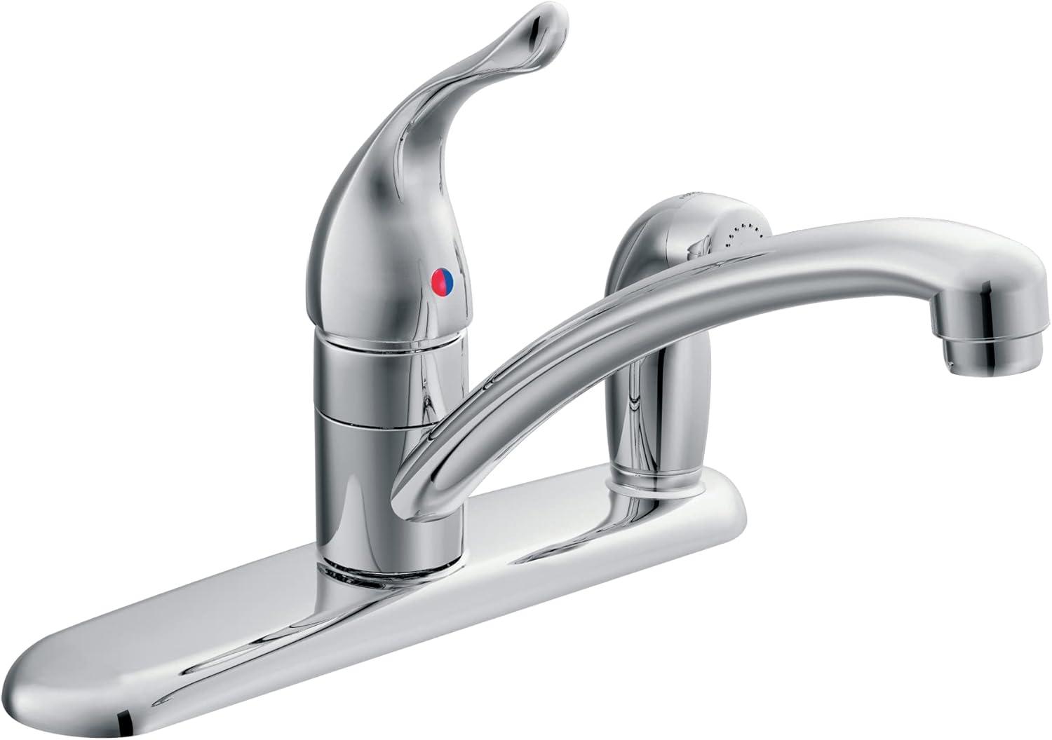Classic Chrome Deck-Mounted Kitchen Faucet with Pull-Out Spray