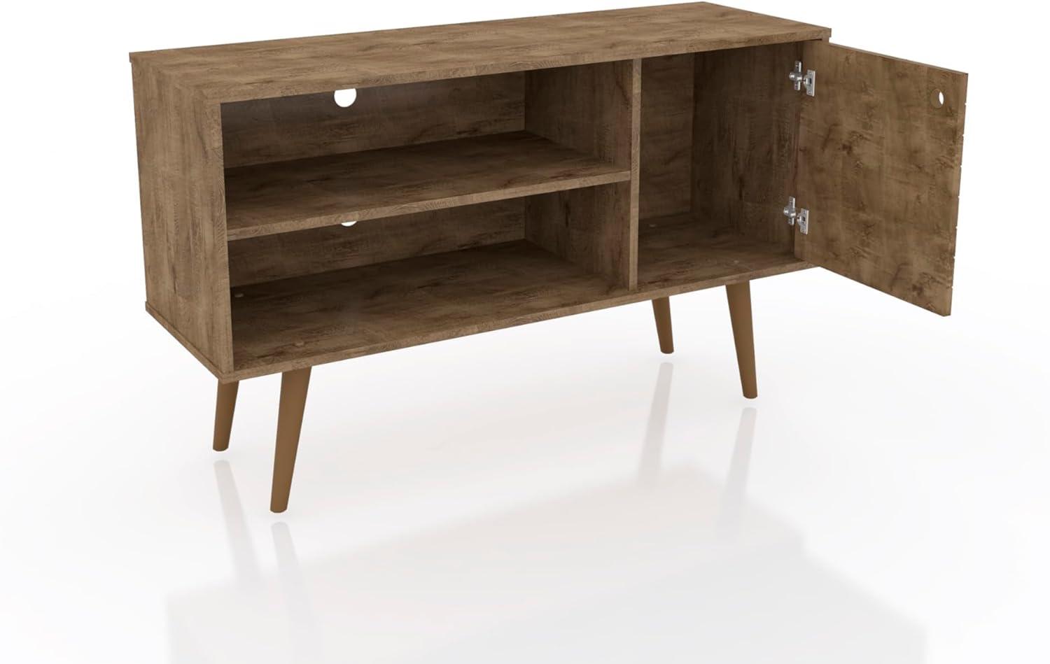 Liberty Mid Century Modern 2 Shelves and 1 Door TV Stand for TVs up to 46" Rustic Brown - Manhattan Comfort