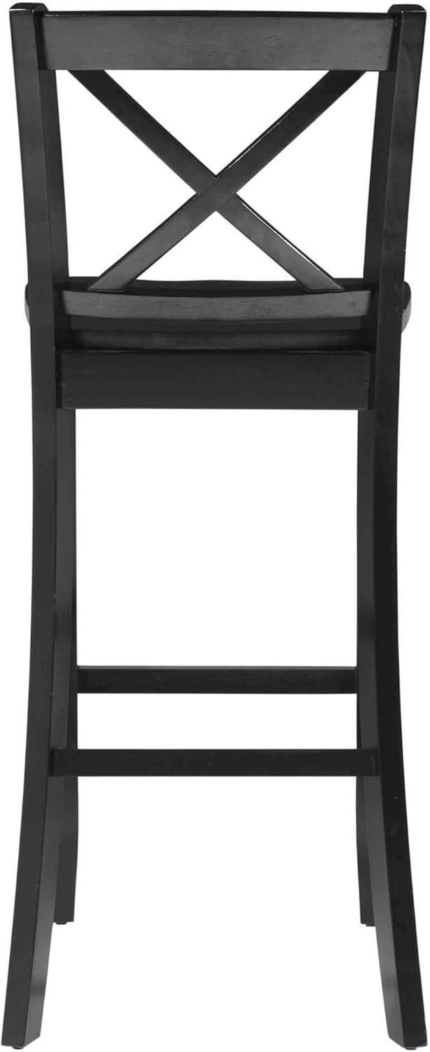 30" Torino X Back Wood Barstool - Black - Linon: Solid Rubberwood, Unupholstered, Armless