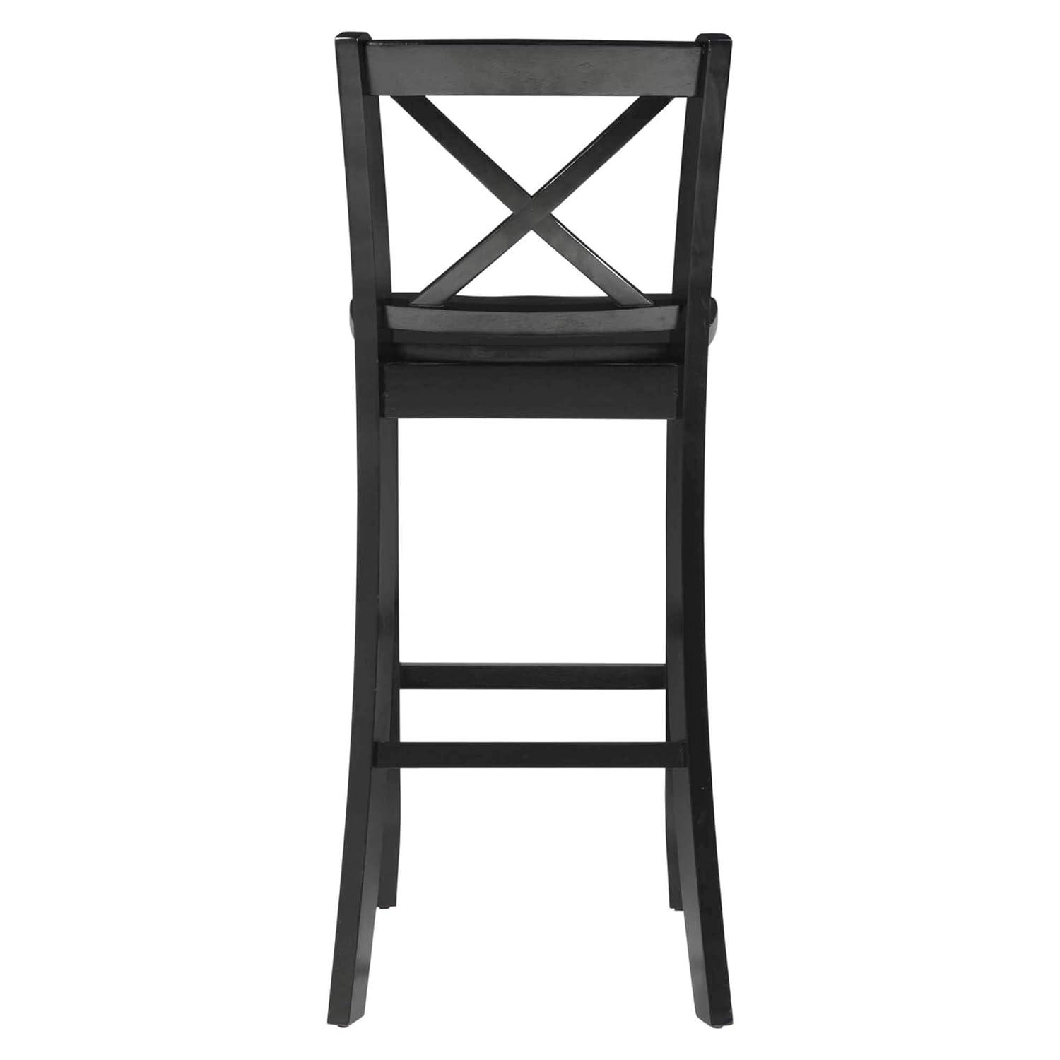 30" Torino X Back Wood Barstool - Black - Linon: Solid Rubberwood, Unupholstered, Armless