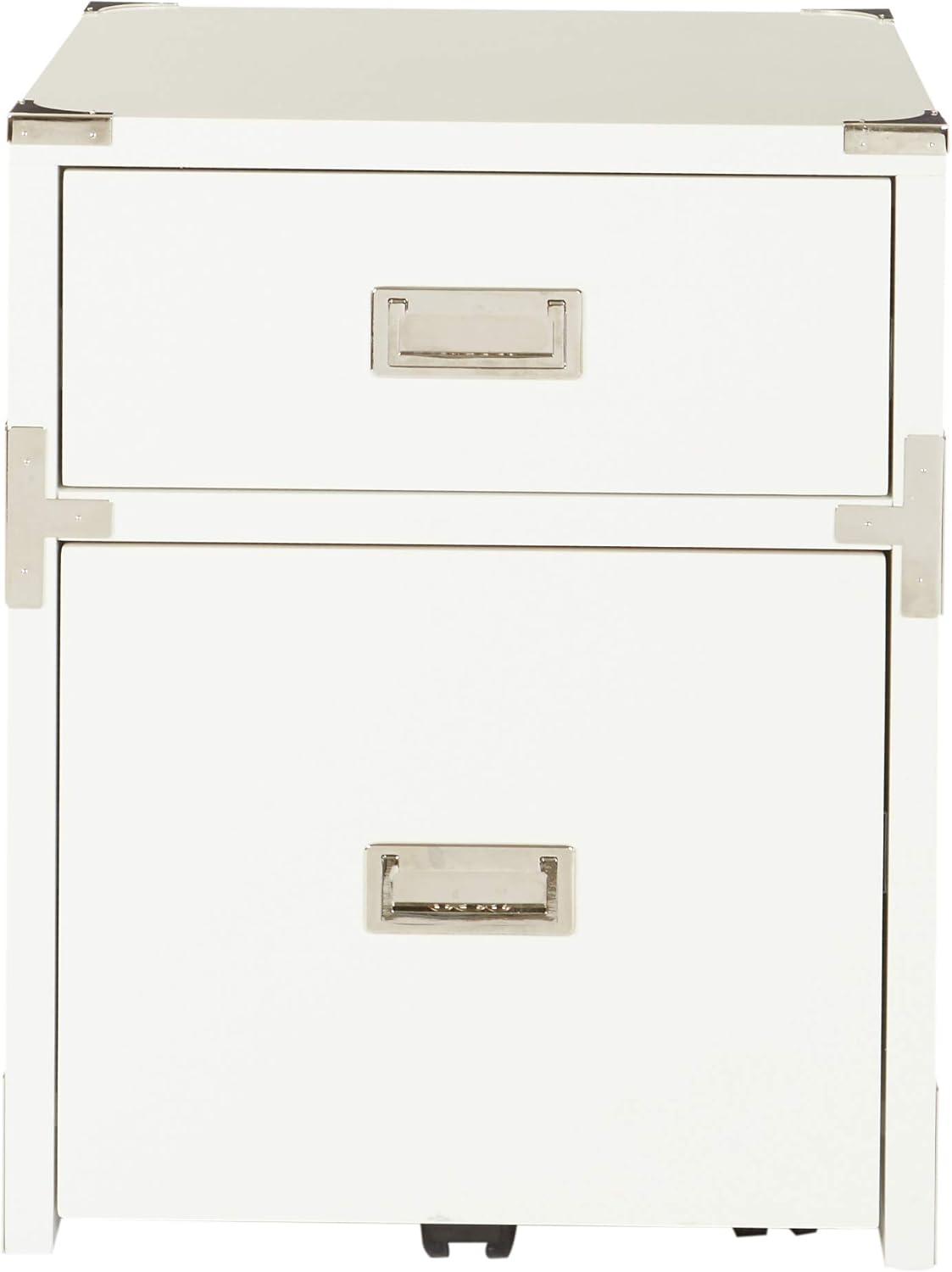 Wellington White 2-Drawer Campaign Style File Cabinet