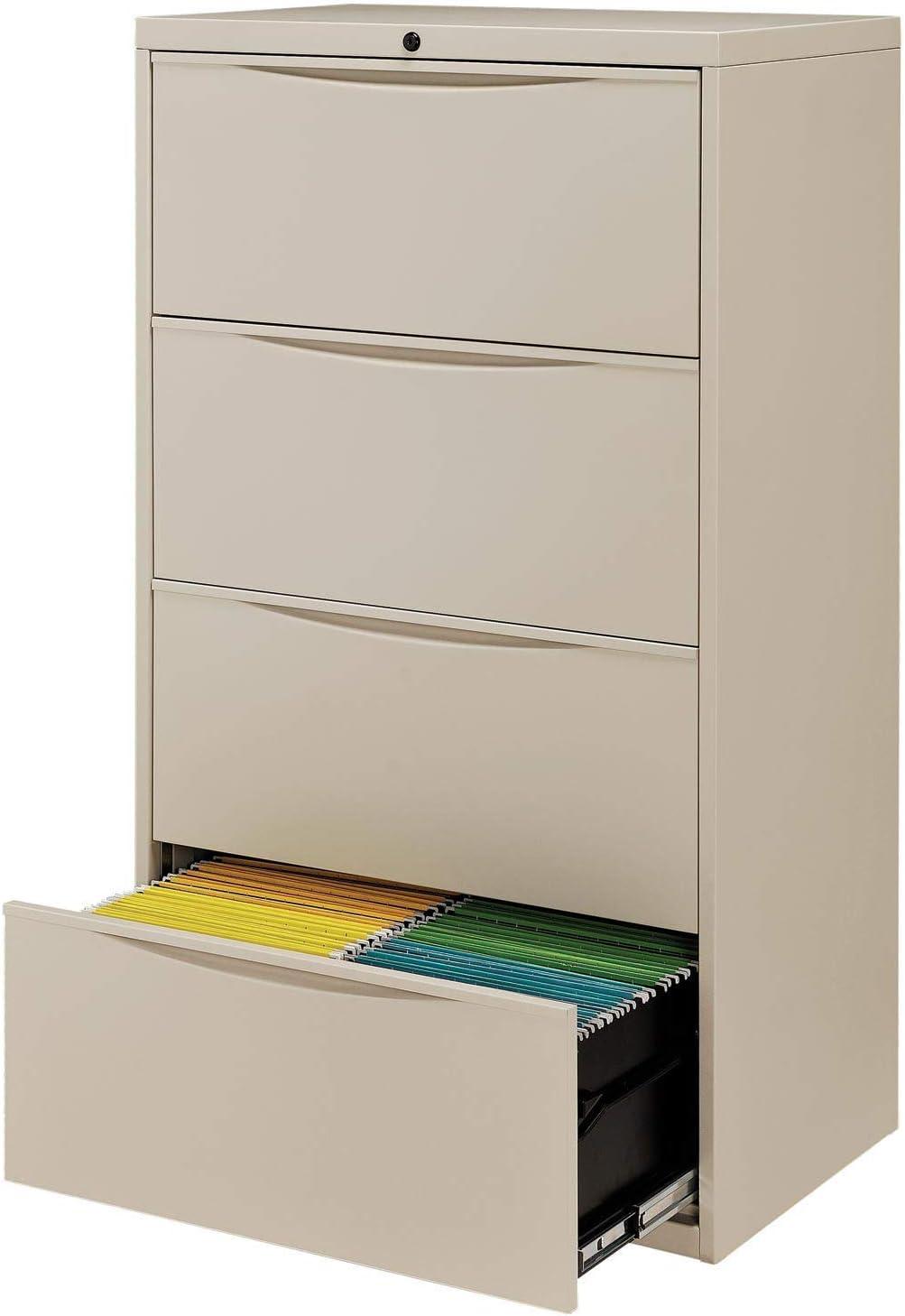 Famous Brand LF-30-4D-PUTTY 30 Premium Lateral File Cabinet 4 Drawer Putty