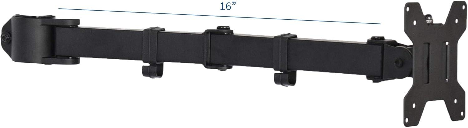 Black Adjustable Steel Single Monitor Arm with Riser