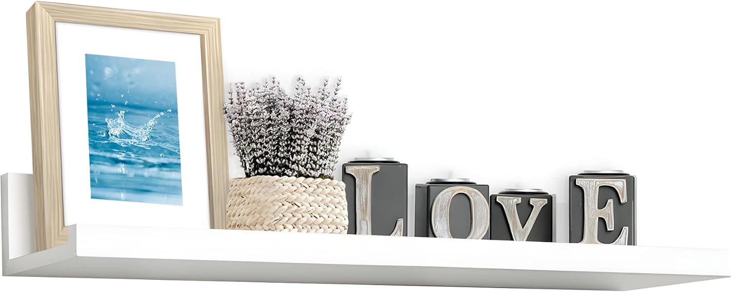 InPlace Shelving Kitchen 36W"x9D" Wood Deep Picture Ledge Floating Wall-Mounted Shelf, White