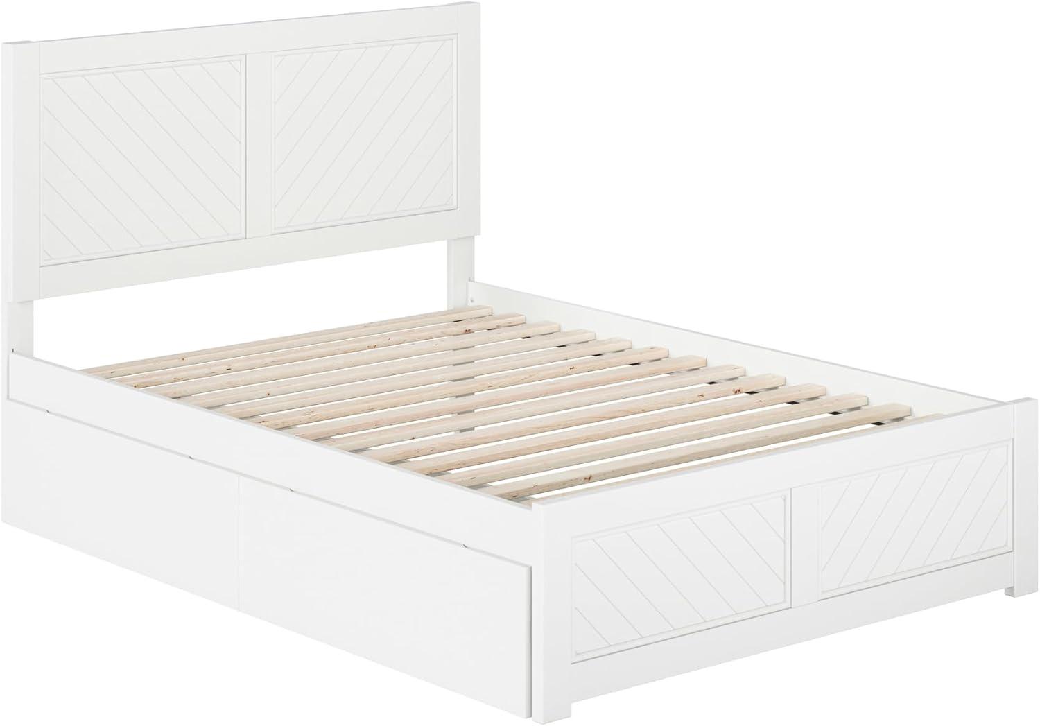 AFI Canyon Cama con Plataforma de Madera Maciza Blanca con Pie de Cama a Juego y Cajones de Almacenamiento, Completo
