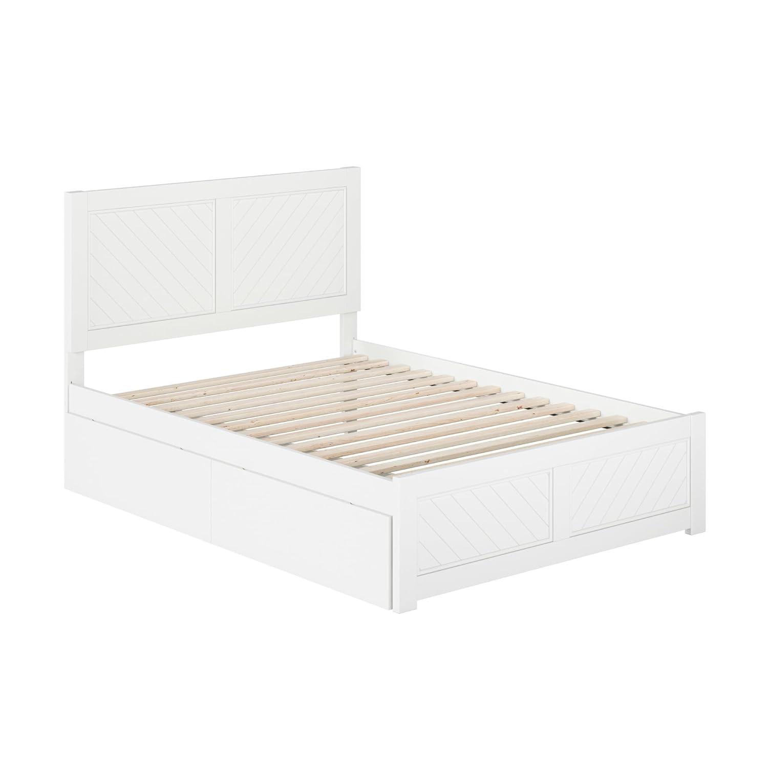 AFI Canyon White Solid Wood Platform Bed with Matching Footboard & Storage Drawers, Full