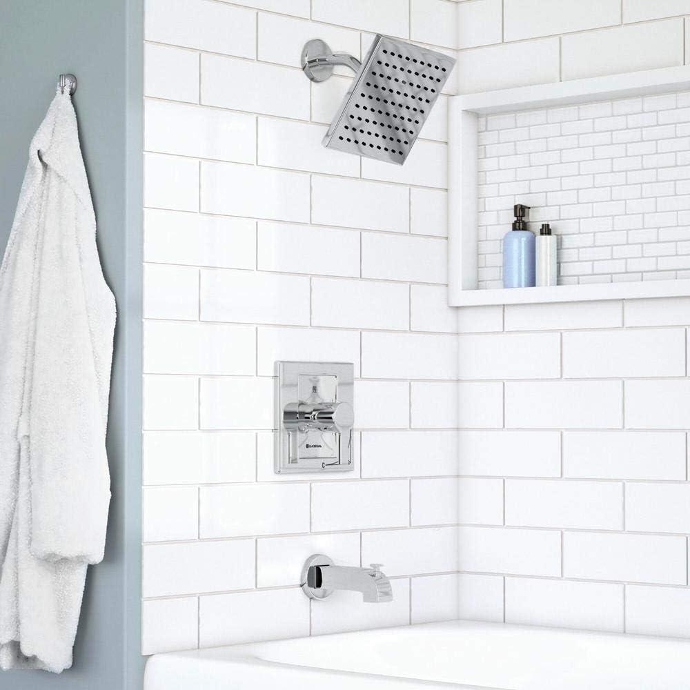 Chrome Square Wall Mounted Rain Shower Faucet Set