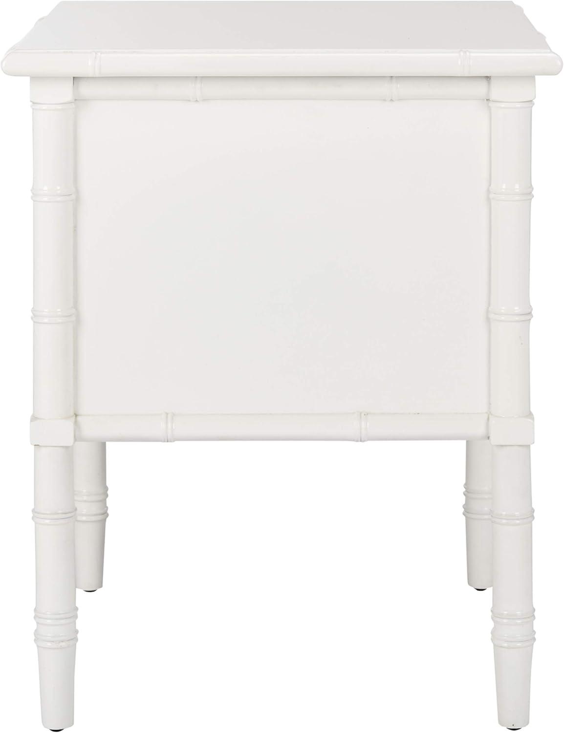 White Bamboo 2-Drawer 25" Transitional Nightstand