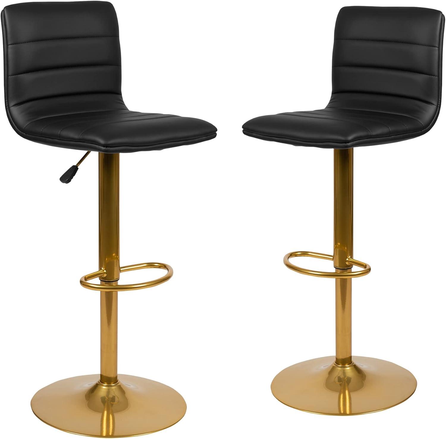 Flash Furniture Modern Vinyl Adjustable Height Barstool with Horizontal Stitch Back, Set of 2