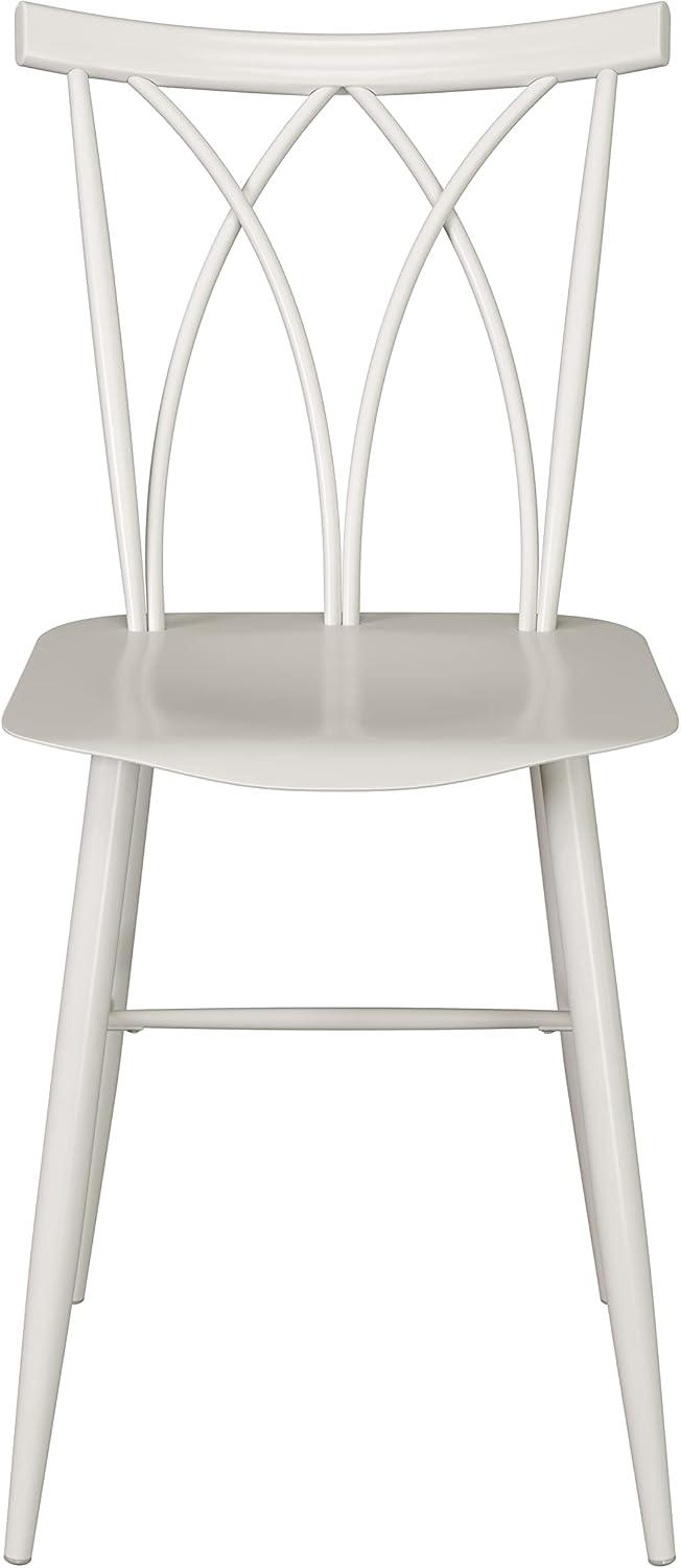 White Cross Back Wood and Metal Side Chair Set