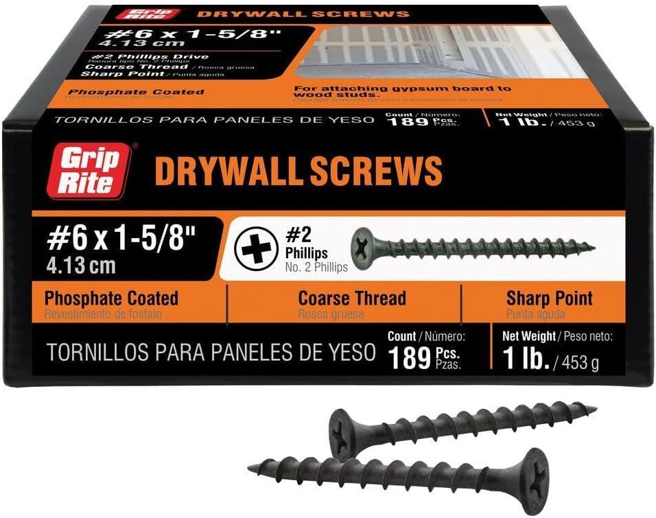 Grip-Rite No. 6 X 1-5/8 in. L Phillips Drywall Screws 1 lb 200 pk