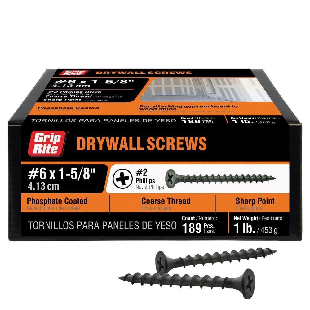 Grip-Rite No. 6 X 1-5/8 in. L Phillips Drywall Screws 1 lb 200 pk