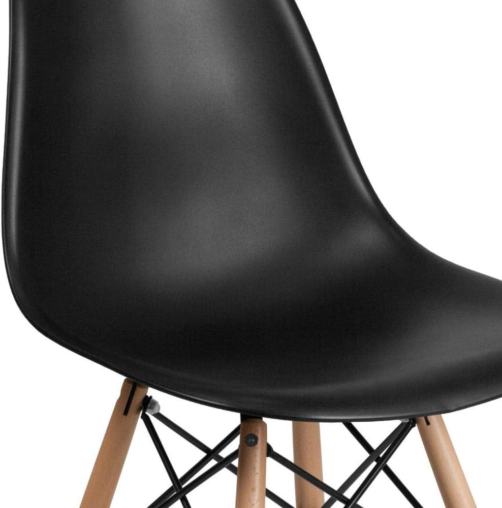 Flash Furniture Elon Series Plastic Chair with Wooden Legs for Versatile Kitchen, Dining Room, Living Room, Library or Desk Use