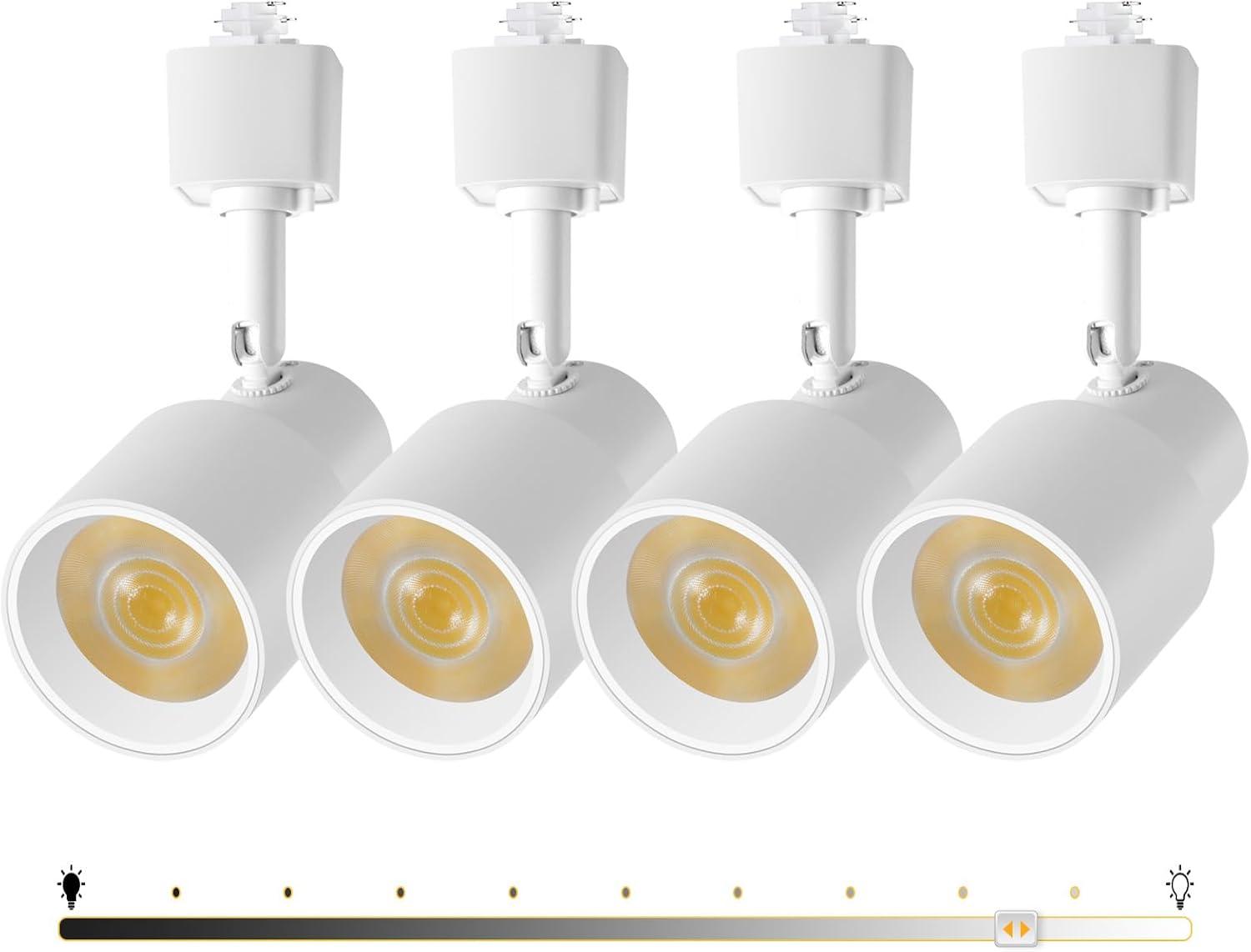 10W H Track Lighting Heads, Dimmable LED Track Lighting Heads Fixtures Bright 3000K Warm White Track Light Head for Accent Task Art, Flicker Free CRI90+ 24° 900lm (White, 4 Pack)