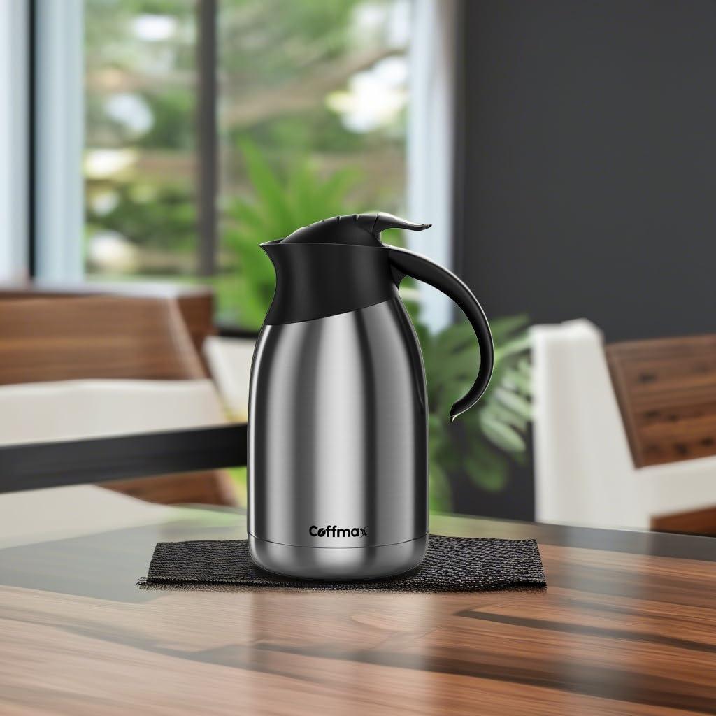 Insulated Thermal Coffee Carafe Pitcher 68 Oz - Double Walled Vacuum Thermos Butler Server – Large Coffee Carafe for Keeping Hot Beverage by Coffmax