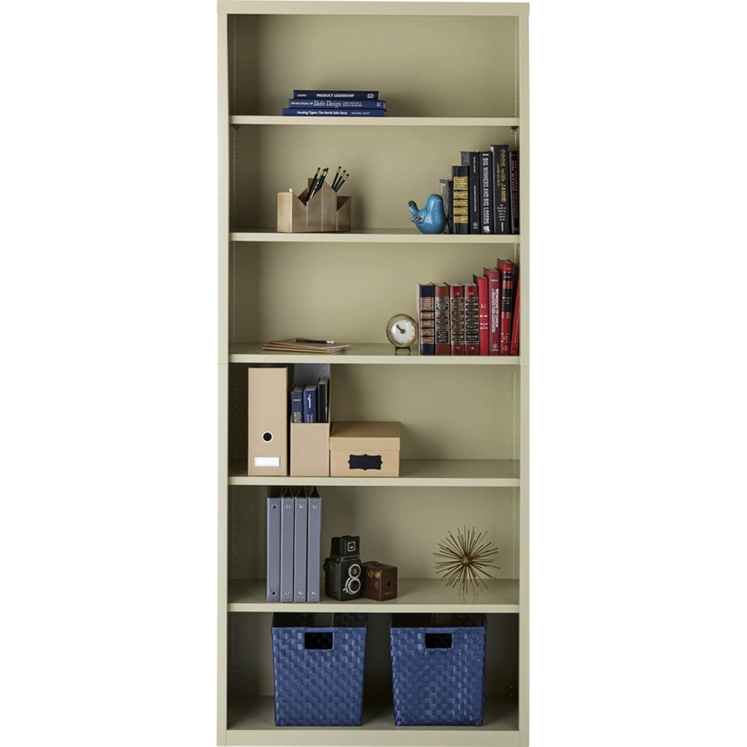 Lorell Fortress Series Bookcases - 34.5" x 13" x 82" - 6 x Shelf(ves) - Putty - Powder Coated - Steel - Recycled
