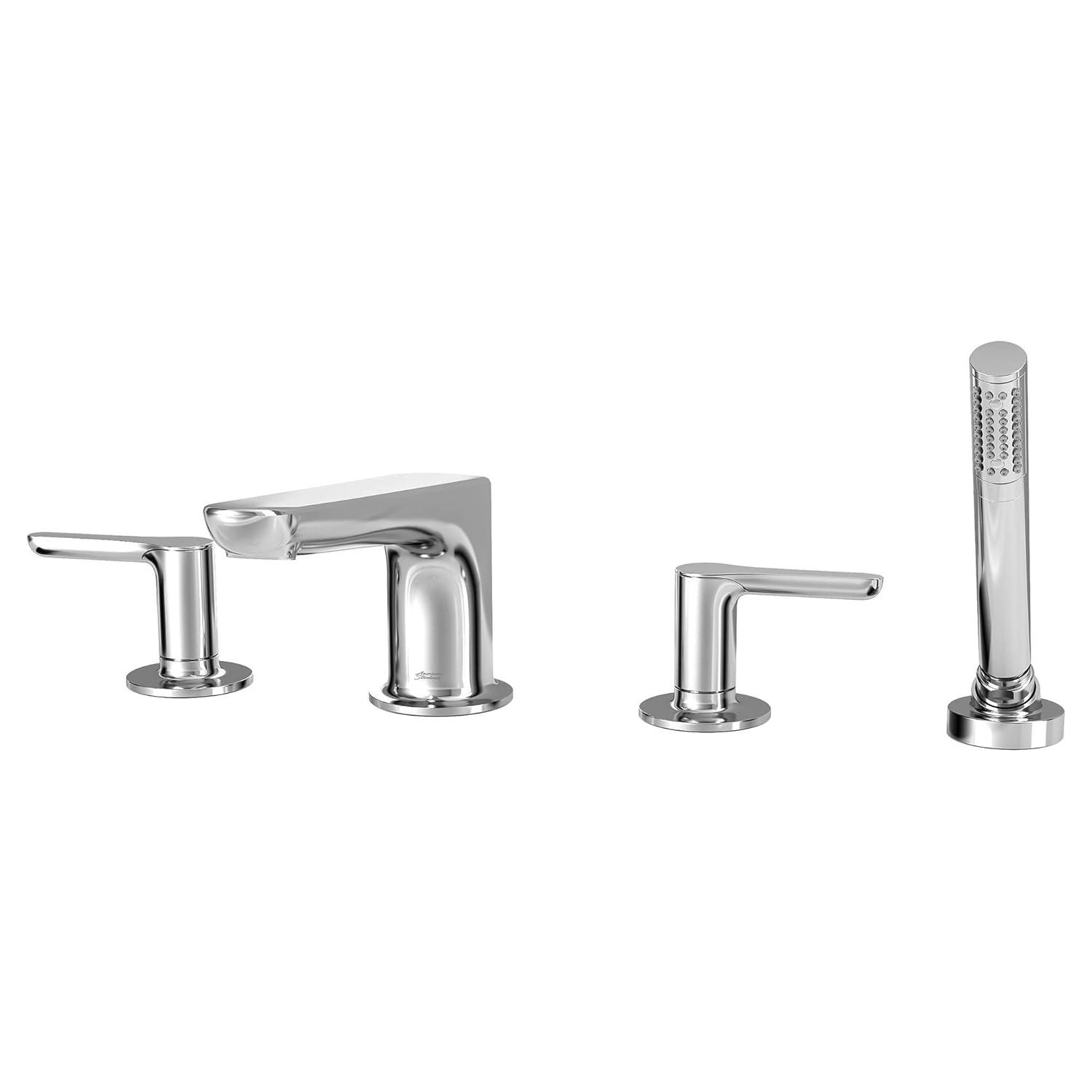 American Standard Studio S 2-Handle Deck-Mount Roman Tub Faucet for Flash Rough-in Valve with Hand Shower in Polished Chrome
