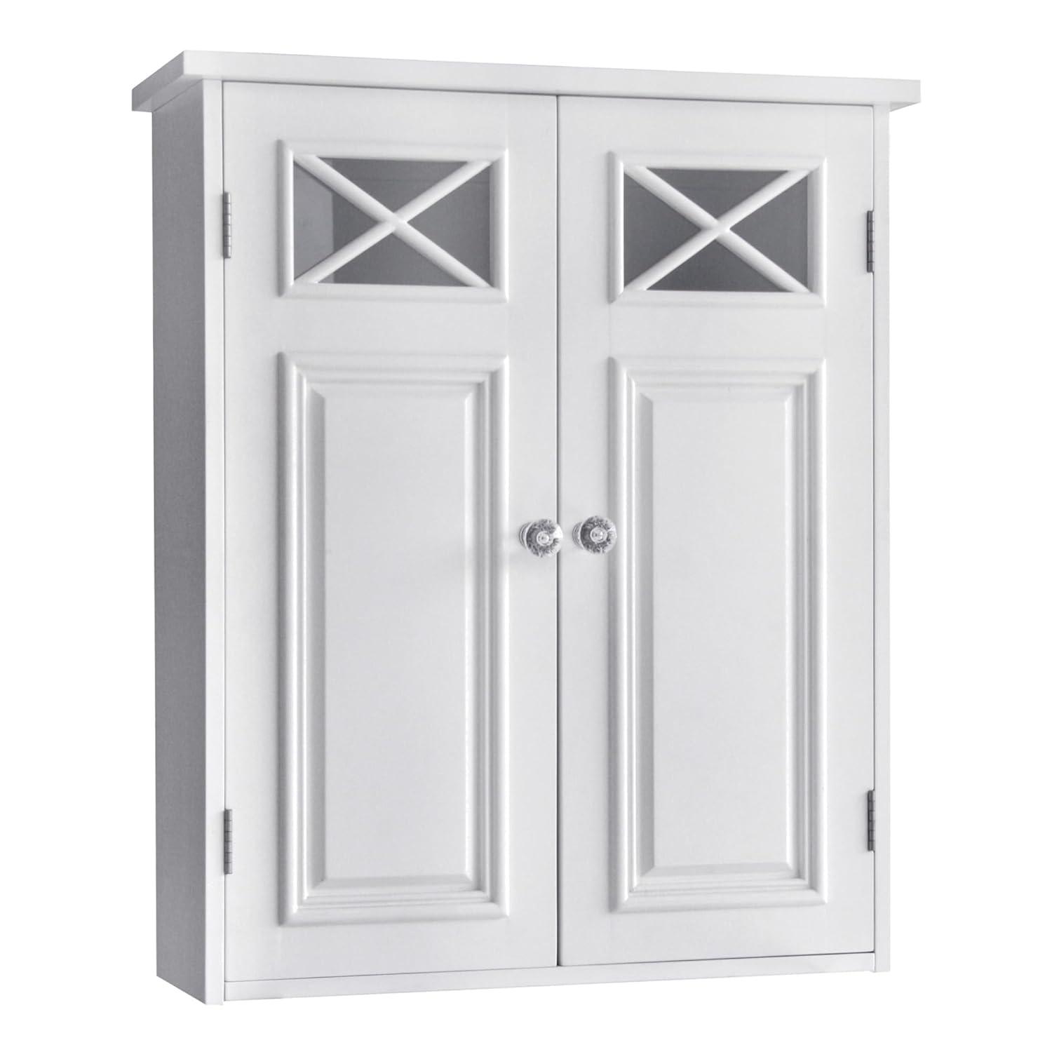 Dawson Two Doors Wall Cabinet White - Elegant Home Fashions: Traditional Style, Semi-Gloss Finish, Bathroom Storage