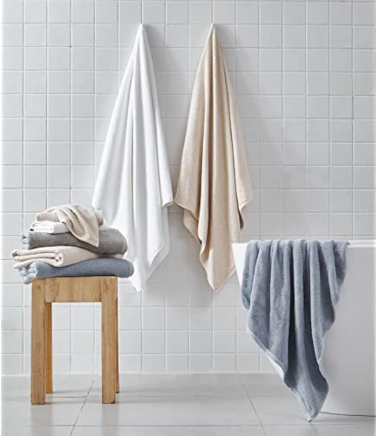 Oasis Beige 8-Piece Cotton Towel Set with Waffle Texture