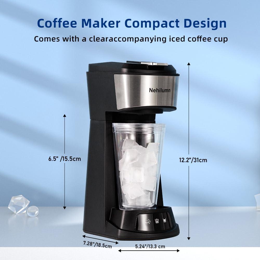 Single Serve Coffee Maker,2 in 1 One Cup Coffee Maker Compatible with K Cup Pods & Ground Coffee, Mini Single Cup Coffee Machine Auto Shut off with 6 to 14oz,Fits Travel Mug