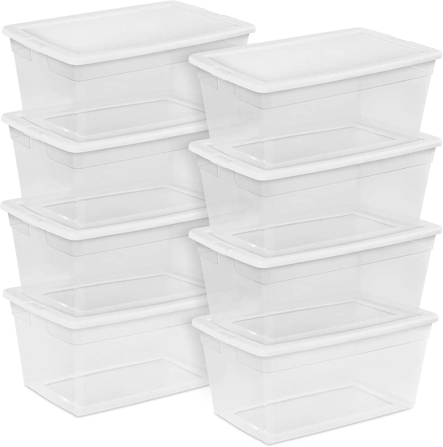 Sterilite Sterilite Storage Box, Stackable Bin with Lid, Plastic Container to Organize Shoes and Crafts on Closet Shelves