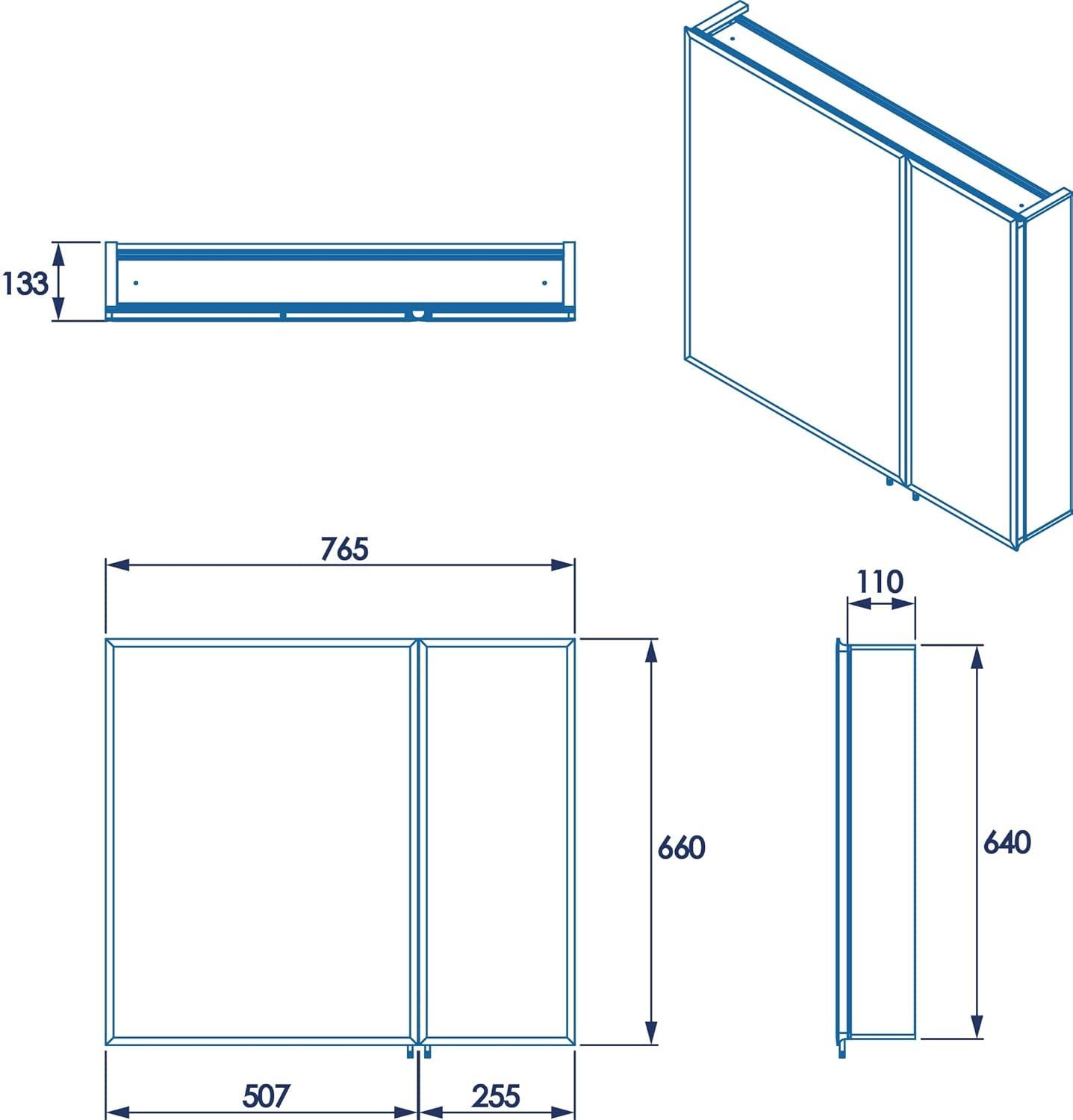Croydex Halton Double Door Aluminium Bathroom Medicine Cabinet in Chrome (30x26in)