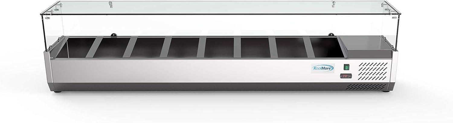 KoolMore 71 in. Eight Pan Refrigerated Countertop Condiment Prep Station