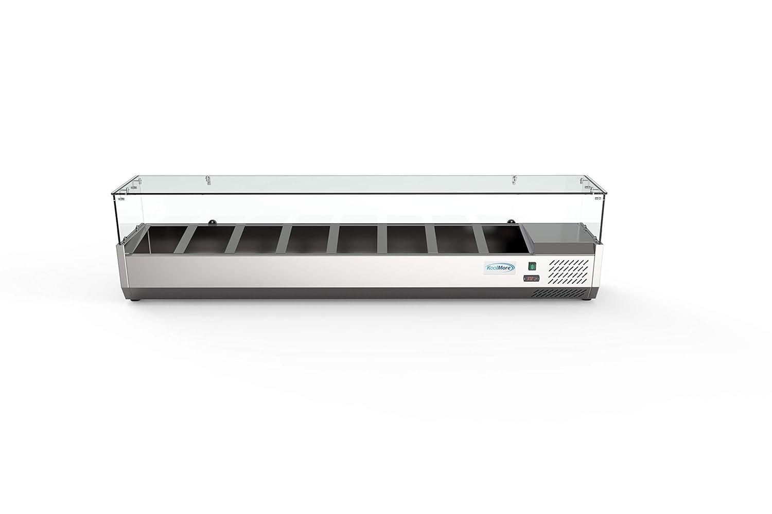 KoolMore 71 in. Eight Pan Refrigerated Countertop Condiment Prep Station
