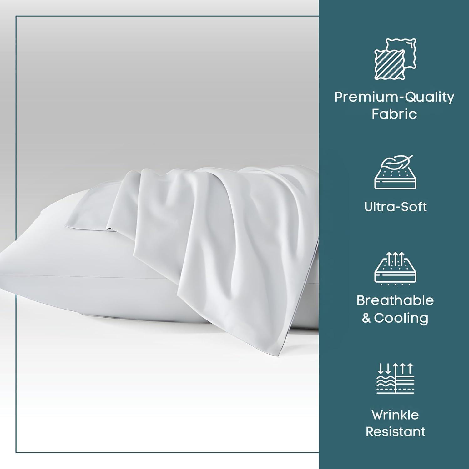 Micropuff 100% Microfiber Pillow Case – White (2 pack)