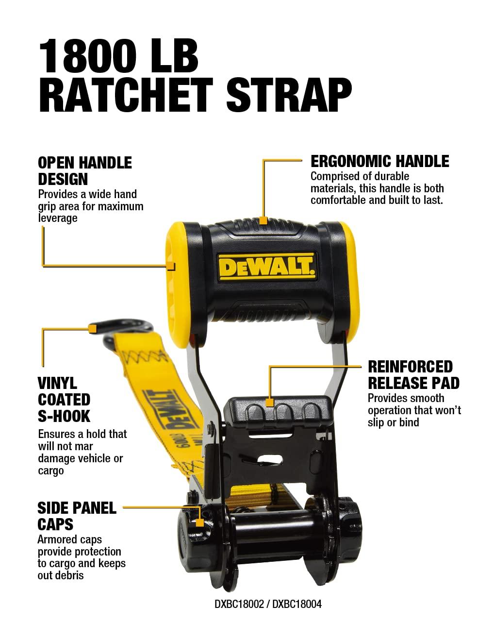 12 ft. x 1.25 in. Ratchet Tie Down Straps 1800 LB Break Strength (4-Pack)