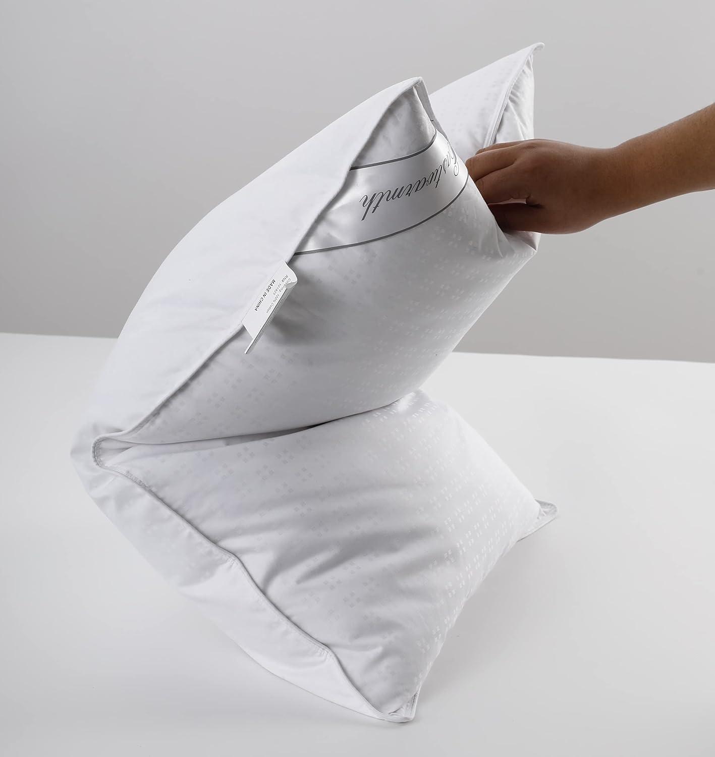 Natural Goose Down&Feather Pair Pillows Insert, Set of 2 Bedding Soft Pillows 100% Soft Cotton Queen 20x30in