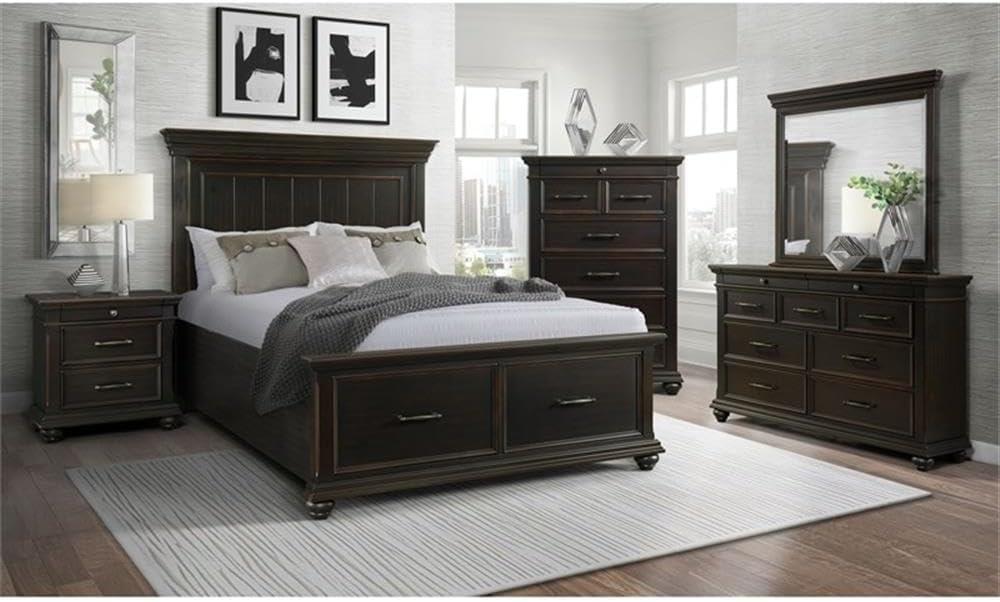 Brooks 3 Drawer Nightstand with USB Ports Black - Picket House Furnishings: Bedroom Storage, Felt-Lined Drawer