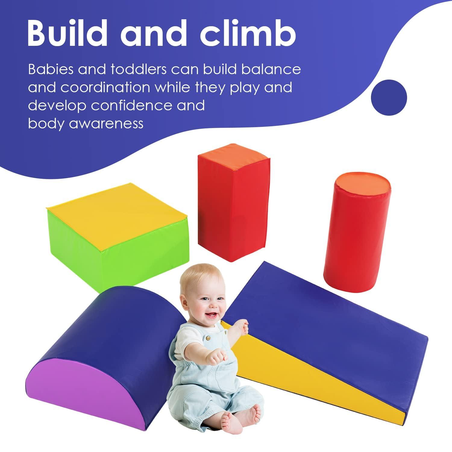 FDW Climbing Toys Soft Play Climbing 5-Piece for Toddlers and Kids, CM