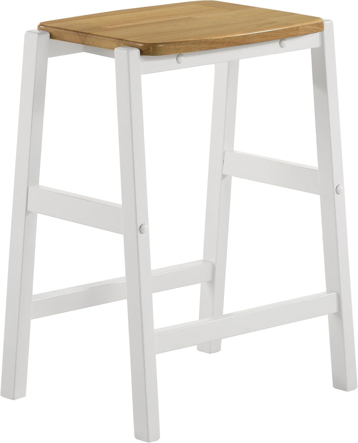 Coaster Set of 2 Hollis Farmhouse Wood Backless Counter Height Barstools Brown/White