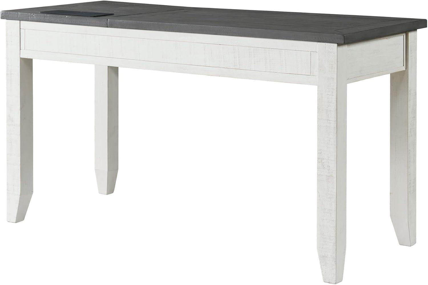 Martin Svensson Home Monterey 57" Lift-Top Desk with Fingerprint Lock, White Stain and Grey
