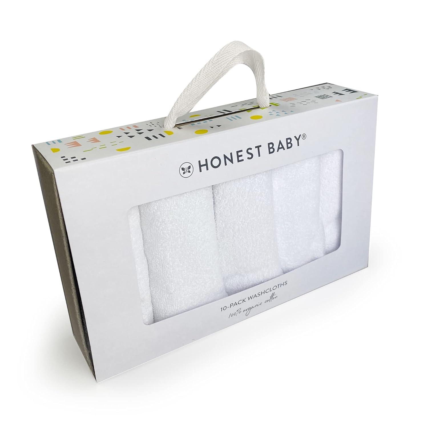 Honest Baby Clothing Baby Boy or Girl Gender Neutral Organic Cotton Washcloth Gift Set, 10 Pack (One Size)